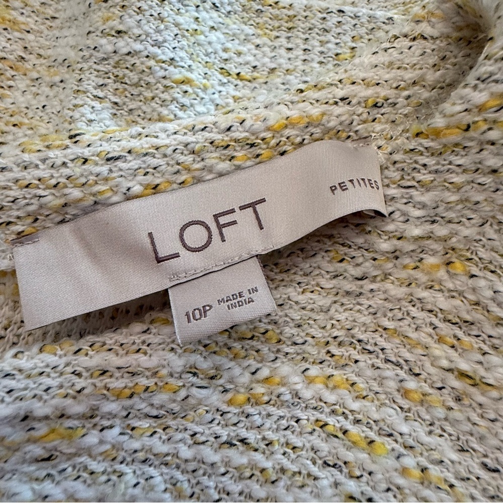 LOFT yellow Tweed Sleeveless Ruffle Hem dress size 10P - Picture 9 of 11